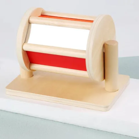 Jouet en Bois Tambour Rotatif Montessori Bébé Sensoriel Reconnaissance des Couleurs Jouet Éducatif d'Apprentissage