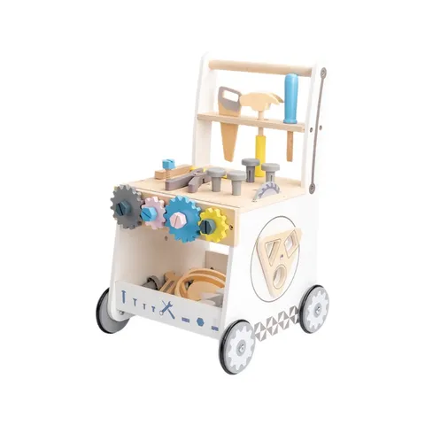 Wooden Baby Push Walker Multifunctional Nut Tool Cart Educational Montessori Toy For Toddlers Kids Learning To Walk