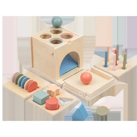 Kids Montessori Wooden Sorting Box Educational Shape Matching Toy Color Recognition Toddler Learning Puzzle Toy