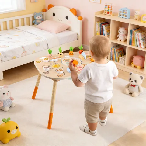 Mesa Ocupada Montessori de Madera Juguetes Educativos Multifuncionales Centro de Actividades de Madera Rompecabezas Regalo Para Niños
