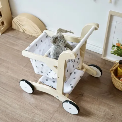 Wooden Baby Simulation Shopping Cart Toy Kids Pretend Play Walker Supermarket Trolley Toddler Educational Toy