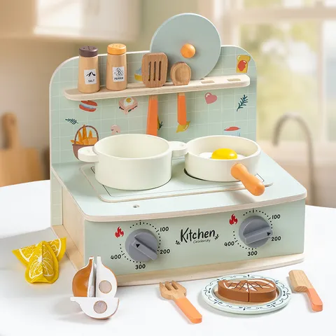 Hölzernes Kinder Rollenspiel Küchenspielzeug Set Simulation Kochen Kochgeschirr Tisch Küchengeschirr Geschenk Für Kinder