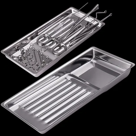 Stainless Steel Disinfection Tray Metal Tool Storage Plate Piercing Tool Cleaning Tray Salon Spa Tool Organizer
