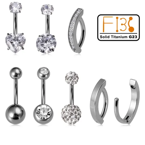 G23 Massive Titan Bauchnabelpiercing F136 Navelring Strass Body Piercing Schmuck Hypoallergen Piercingstecker Unisex