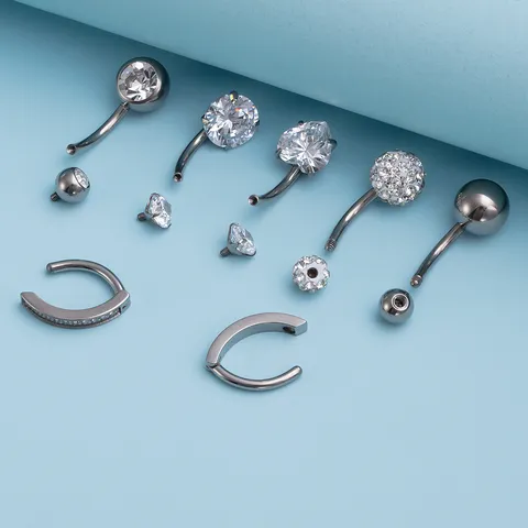 G23 Massive Titan Bauchnabelpiercing F136 Navelring Strass Body Piercing Schmuck Hypoallergen Piercingstecker Unisex