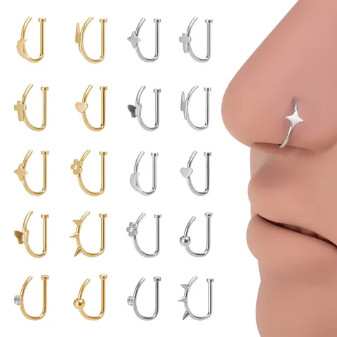Edelstahl Fake Lippenring Ohne Loch Nasenring Septum Piercing Ohrring Clip Auf Strass Geometrischer Schmuck Geschenk Für Damen Herren
