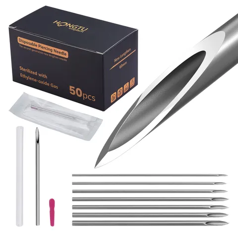 Professional 304 Stainless Steel Disposable Piercing Needles Sterilized Extended Body Piercing Tools For Ear Nose Navel Piercing Jewelry