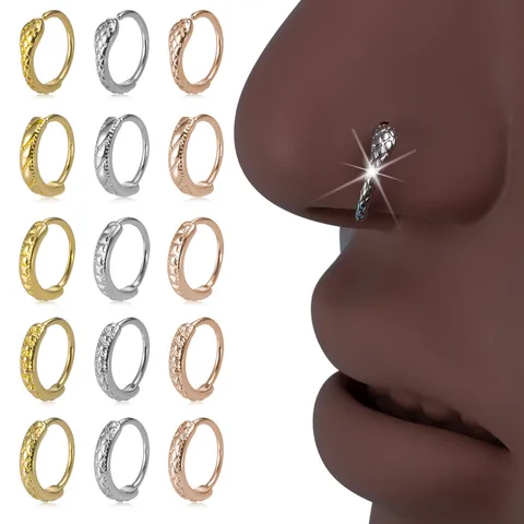 Fashion Alloy Geometric Nose Ring Unisex Trend Punk Piercing Jewelry Textured Copper Alloy Hoop Nose Rings For Women Men