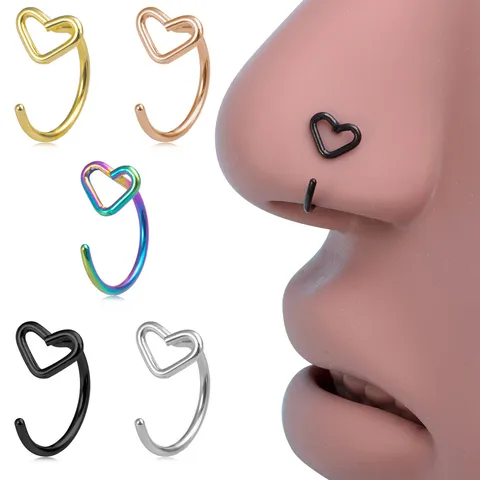 Edelstahl Herz Nasenring Reifen Hohl U Förmig Knorpel Ohrring Piercing Schmuck Für Männer Frauen Unisex
