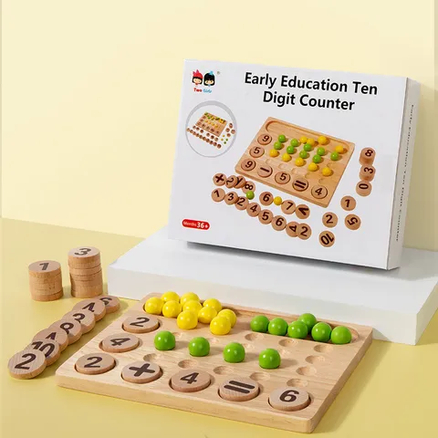 Wooden Math Educational Toy Early Learning Counting Calculation Number Board Montessori Preschool Kids Gift