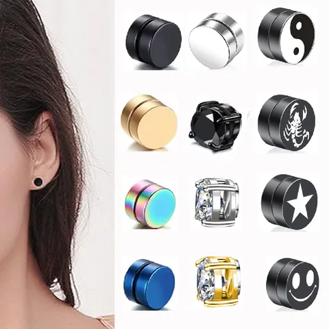Edelstahl Eisen Magnetische Ohrstecker Ohne Ohrloch Magnet Clip Ohrringe Gold Schwarz Silber Strass Ohrringe Unisex Schmuck