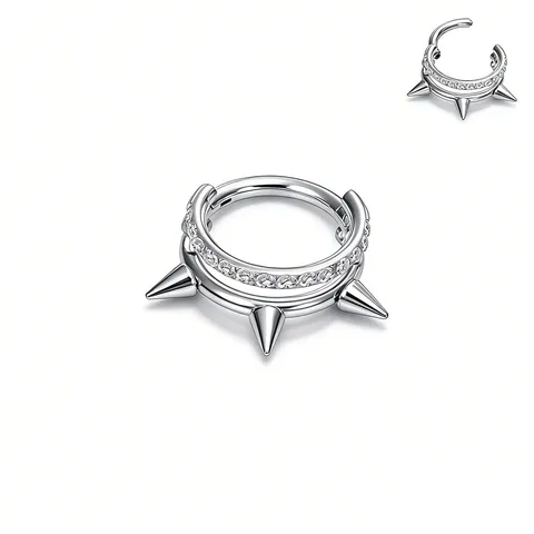 Punk 316 Edelstahl Doppelpack Nasenring Strass Eingelegt Spitzen Kegel Körper Piercing Ring Für Männer Frauen