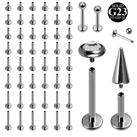 Massive G23 Titanlegierung Lippenring Stecker Innengewinde Flachrücken Ohrknorpel Helix Tragus Piercing Körperschmuck Kugelstecker Piercing