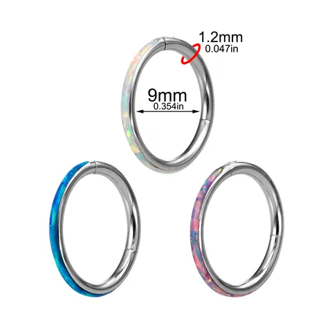 316 Edelstahl Scharnier Segment Nasenring Künstlicher Opal Eingelegt Knorpel Ohrring Clicker Seamless Hoop Body Piercing Schmuck