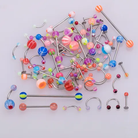 Acryl Piercing Ersatzkugeln Für Körperschmuck Teile Zungenringe Bauchnabelringe Lippenstecker Augenbrauen Piercing Zubehör Zufällige Gemischte Farben Geometrischer Schmuckzubehör