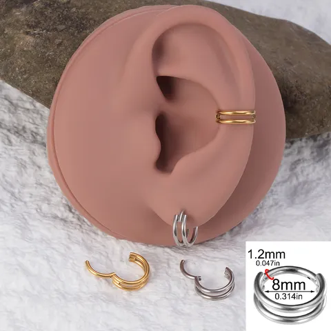316 Edelstahl Doppelschicht Nasenring Minimalistisch Einfach Rund Hoop Ohrringe Für Body Piercing Schmuck Für Herren Damen