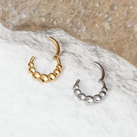 Europäischer Amerikanischer Stil 316 Edelstahl Scharnier Perlen Nasenring Hoop Unisex Körper Piercing Schmuck Gold Silber