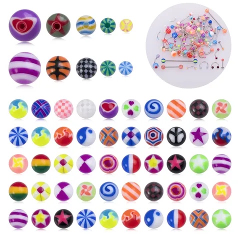 Acryl Piercing Ersatzkugeln Für Körperschmuck Teile Zungenringe Bauchnabelringe Lippenstecker Augenbrauen Piercing Zubehör Zufällige Gemischte Farben Geometrischer Schmuckzubehör