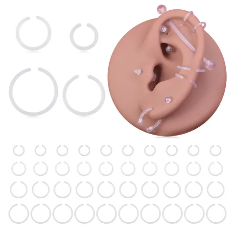Klarer Acryl Körperschmuck Piercing Set Für Nase Lippe Ohr Invisible Hypoallergen Reifen Stecker Labret Ringe Piercing Pack
