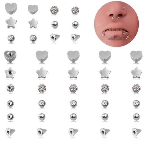 Minimalistisch Edelstahl Flache Rückseite Ohrstecker Strass Mix Geometrisch Stern Herz Blitz Mond Piercing Schmuck Ersatz Enden Set