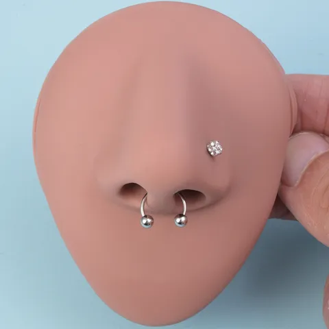 Edelstahl Strass Piercing Schmuck Set Hufeisen C-Form Nasenring Ohr Lippe Piercing Ersatzstifte Zubehör