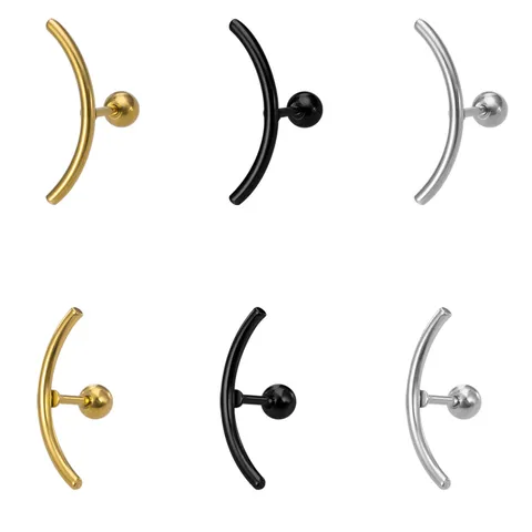 Edelstahl Gebogene Bar Mond Ohrstecker Für Damen Herren Punk Piercing Schmuck Gold Silber Schwarz Ohrknorpel Stecker