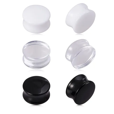 Acryl Herz Rund Ohrdehners Tunnel Plugs Körperpiercing Schmuck Unisex Schwarz Weiß Klar Dehnungszubehör