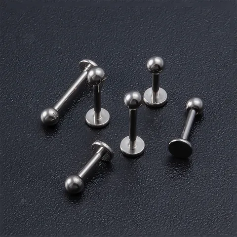 Massive G23 Titanlegierung Lippenring Stecker Innengewinde Flachrücken Ohrknorpel Helix Tragus Piercing Körperschmuck Kugelstecker Piercing