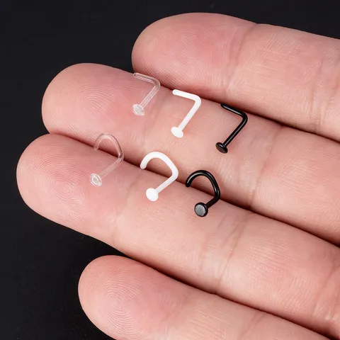 Transparent Glas Nasenstecker L-Förmiger Gebogener Stab C-Förmiger Ring Unsichtbarer Körperpiercing Schmuck Für Herren Damen Alltag Party Zubehör