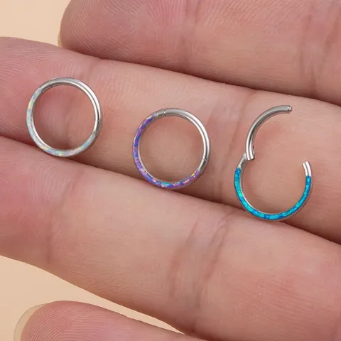 Edelstahl Synthetischer Opal Nasenring Septum Clicker Segmentring Piercing Schmuck Für Damen Herren Unisex Ohrknorpel Daith Helix Ohrringe