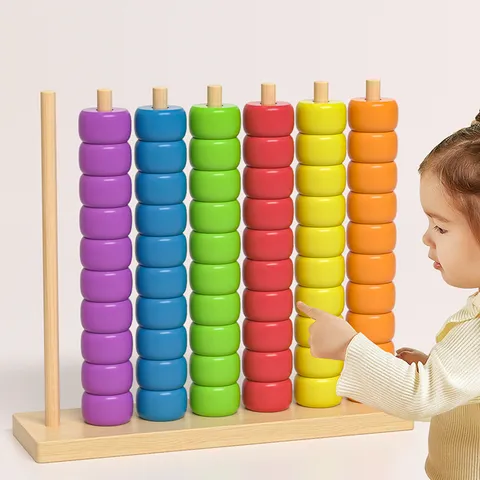 Hölzerner Bunter Perlenzählrahmen Lernspielzeug Fruchtform Farbvergleich Montessori Spielzeug Kinder Frühes Lernen Geschenk