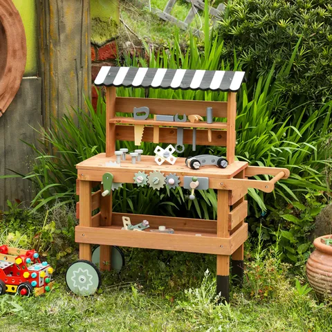 Wooden Simulation Tool Bench Toy Kids Pretend Play Educational Construction Workshop Set With Hammer Wrench Gears Toys