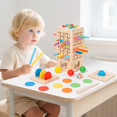 Hölzernes Ziehstab-Spiel Montessori Lernspielzeug Multifunktionales Tisch-Brettspiel Für Kinder Frühes Lernen