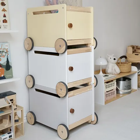 Chariot de Courses Simulation en Bois pour Enfants Chariot de Rangement Jouet Organisateur