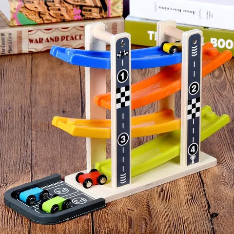 Jouet De Voiture De Piste Glissante Pour Enfants En Bois Jouet De Course Multicouche Éducatif Jeu Interactif Pour Garçons Et Filles Cadeau
