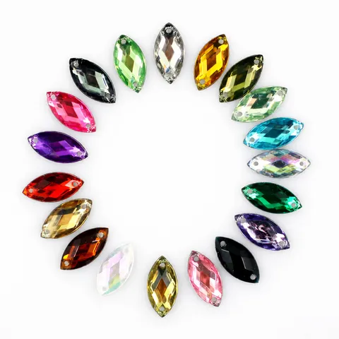 Strass da Cucire in Acrilico a Forma di Occhio di Cavallo Retro Piatto Cristalli Gemme per Artigianato Fai da Te Abito da Sposa Cucito Decorazione