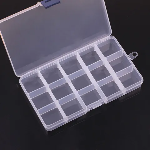 Transparant Plastic 15 Raster Opbergdoos Duidelijke Organizer Case Voor Nail Art Rhinestones Sieraden Kleine Onderdelen Ambachtelijke Kralen Container