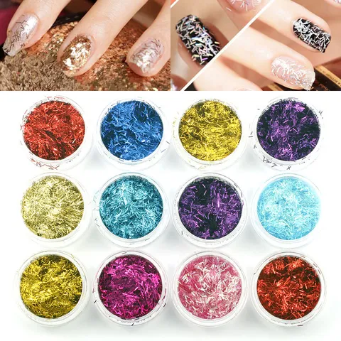 Colorful Nail Glitter Powder Holographic Fine Sequins Shimmer Dust Pigment For Nail Art Manicure DIY Decoration