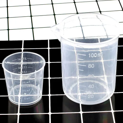 Transparent Plastic Measuring Cup With Scale Clear Graduated Liquid Container For Laboratory Resin Epoxy Mixing DIY Tool