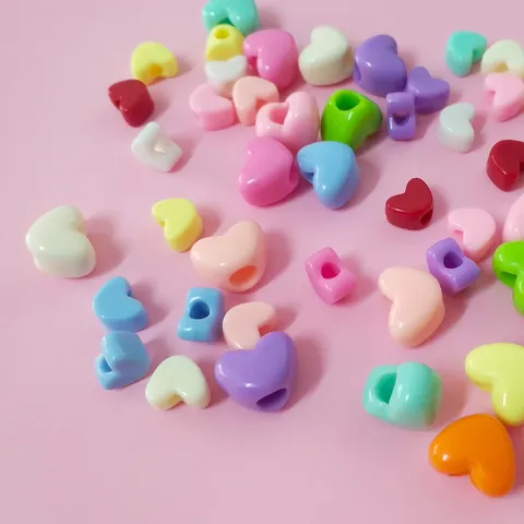 Acrylic Macaron Heart Loose Beads Colorful Large Hole DIY Craft Bracelet Necklace Jewelry Making Accessories