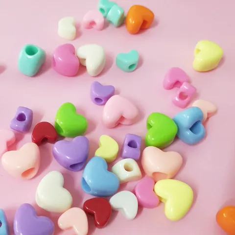 Acrylic Macaron Heart Loose Beads Colorful Large Hole DIY Craft Bracelet Necklace Jewelry Making Accessories