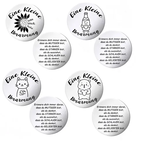 German Eine Kleine Umarmung Stainless Steel Keychain Double Sided Engraved Motivational Lucky Coin Pocket Hug Gift For Friends Unisex