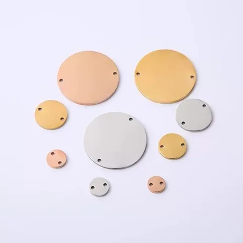 Gepolijst Roestvrij Staal Blanke Ronde Tags Dubbel Gat Platte Schijf Bedels Geometrische Cirkel Hangers Voor DIY Sieraden Maken