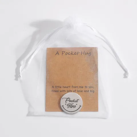 Stainless Steel A Pocket Hug Token Heart Smiley Face Commemorative Coin With Card And Mesh Bag Keepsake Gift For Friends Family