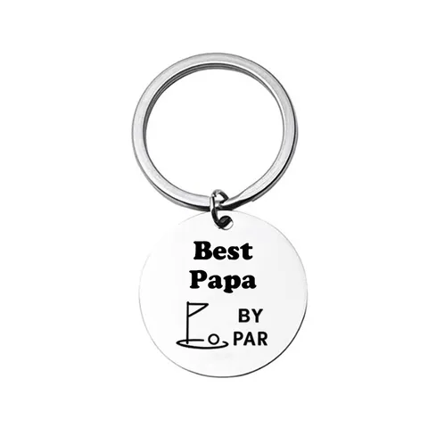 Stainless Steel Golf Keychain Best Dad Papa Grandpa Uncle BY PAR Letter Engraved Charm Keyring Gift For Fathers Day Men Family
