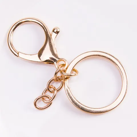 Accessoires de Porte-clés Modernes en Alliage de Zinc Fermoir Mousqueton Électroplaqué Anneau Brisé Plat Chaîne de Connexion Ensemble Fournitures Bijoux DIY Pour Clés de Voiture Sacs Unisexe