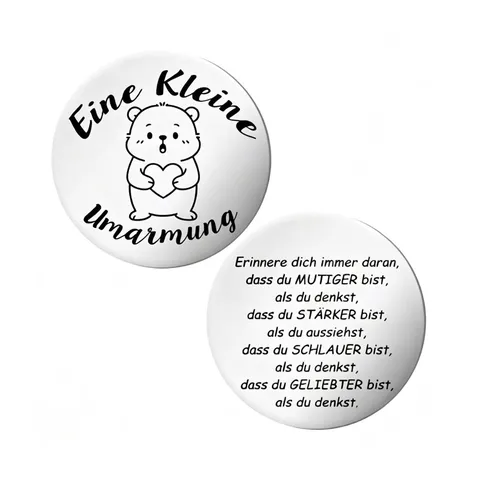 German Eine Kleine Umarmung Stainless Steel Keychain Double Sided Engraved Motivational Lucky Coin Pocket Hug Gift For Friends Unisex