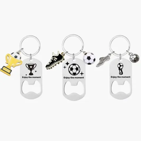 Portachiavi Apribottiglie in Acciaio Inossidabile Calcio Ciondolo Trofeo Scarpe Anello Portachiavi per Fan Festa Regalo Accessorio