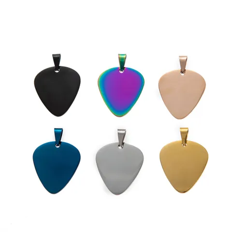 Llavero de Púa de Guitarra de Acero Inoxidable Colgante Grabado DIY Púa en Blanco Accesorio para Músicos Amigos Parejas Regalo de Cumpleaños