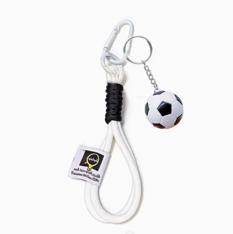 Braided Nylon Rope Football Keychain Sporty Soccer Ball Pendant Keychain With Carabiner For Backpack Bag Charm Ornament